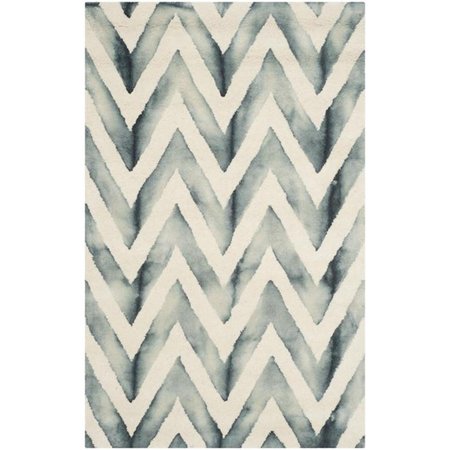 SAFAVIEH 4 x 6 ft. Dip Dye Hand Tufted Rug, Small Rectangle - Ivory and Grey DDY715J-4